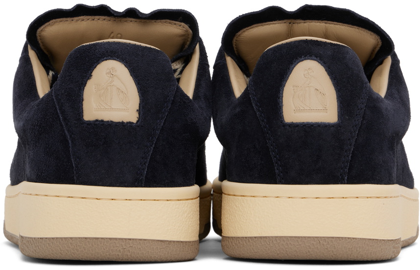 【関税込み】Lanvin ネイビー スエード Curb Lite スニーカー Lanvin Navy Suede Curb Lite Sneakers Lanvin
