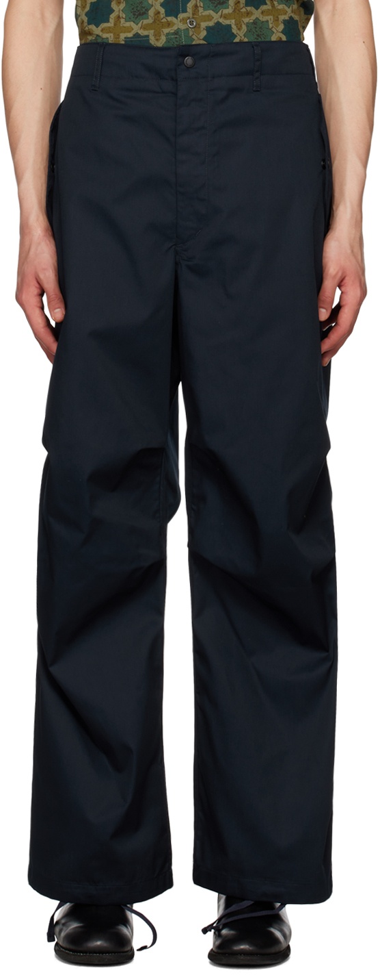 Engineered Garments Navy Pleated Trousers Engineered Garments