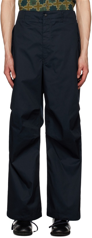 Photo: Engineered Garments Navy Pleated Trousers