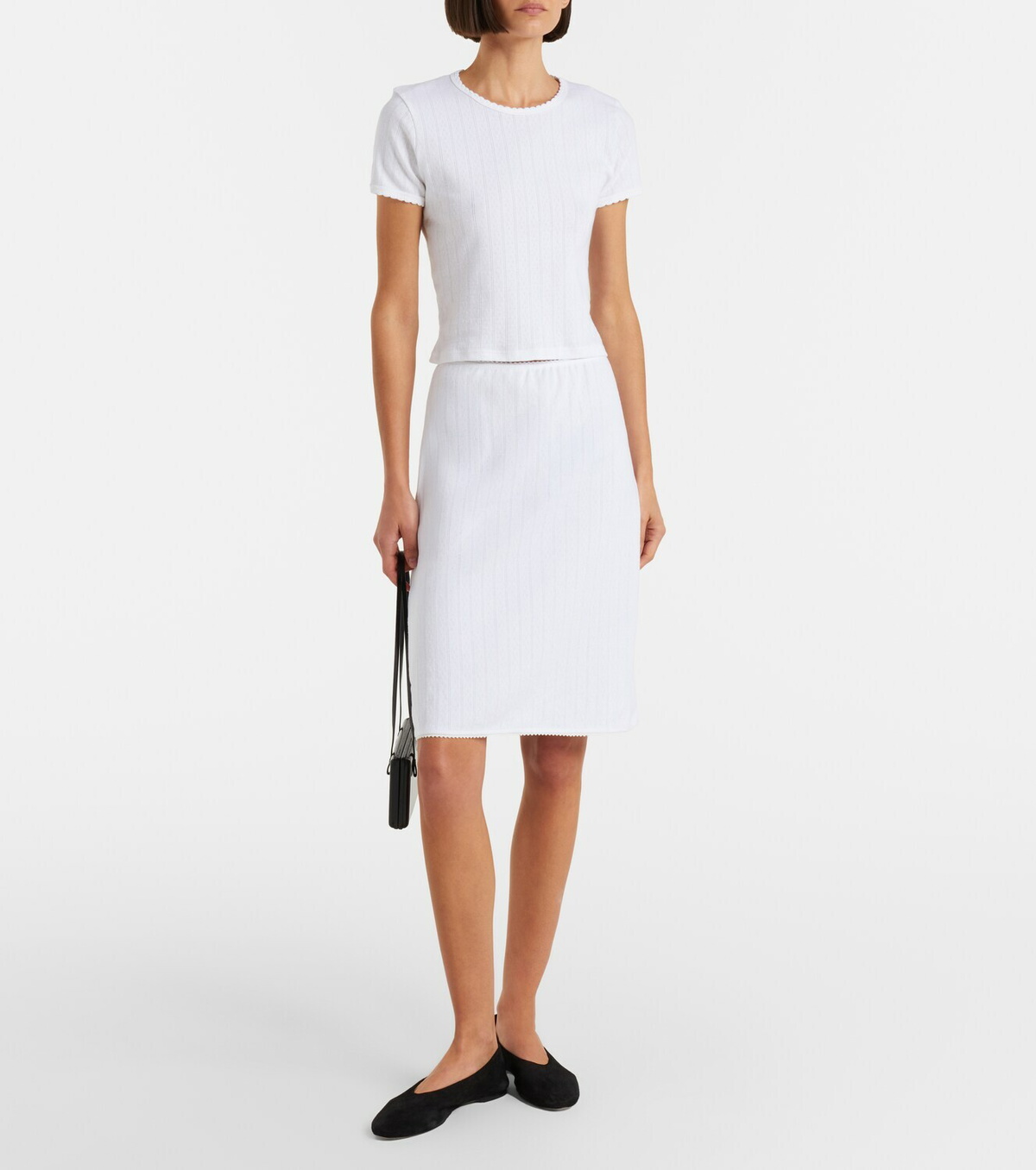 Leset Pointelle cotton crop top