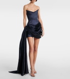 Alex Perry Asymmetric cotton and silk corset dress