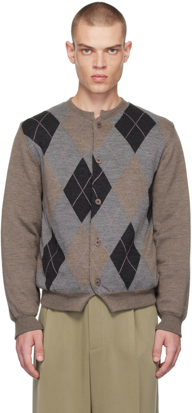 Magliano Brown Argyle Cardigan Magliano