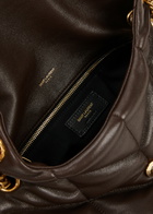 Saint Laurent - Women's Chocolate Quilted Lou Puffer Small Leather Shoulder Bag - Adjustable Chain Strap - One Size