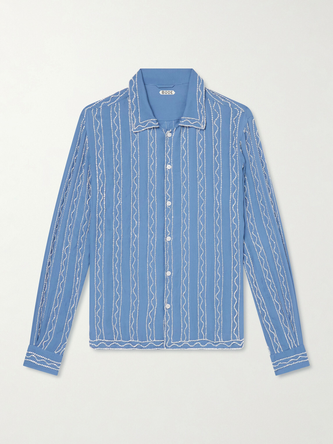 BODE - Sea Beaded Silk Shirt - Blue