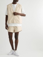 FEAR OF GOD ESSENTIALS - Dock Wide-Leg Logo-Appliquéd Cotton-Blend Drawstring Shorts - Neutrals