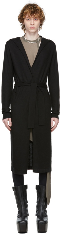 Photo: Rick Owens Black Cashmere Hooded Cardigan