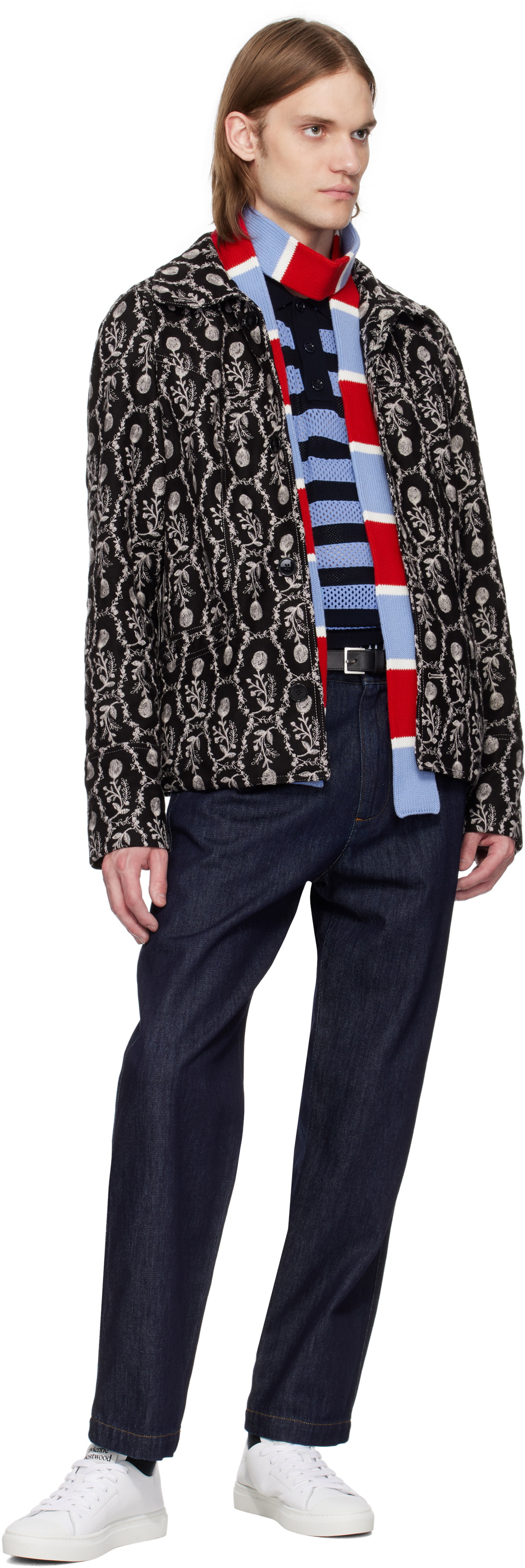 小物 Charles Jeffrey LOVERBOY MOHAIR SCARF Charles Jeffrey LOVERBOY Red & Blue Stripe Skinny Scarf Charles