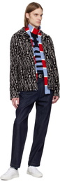 Charles Jeffrey LOVERBOY Red & Blue Stripe Skinny Scarf