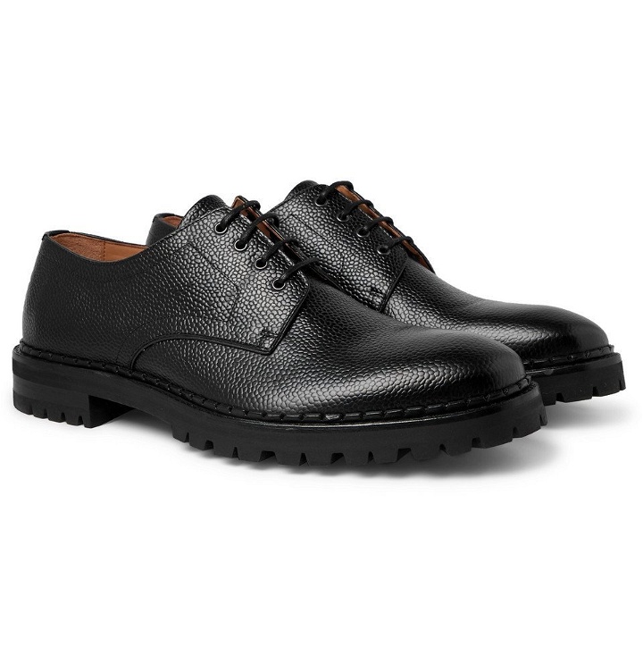 Photo: Lanvin - Pebble-Grain Leather Derby Shoes - Black