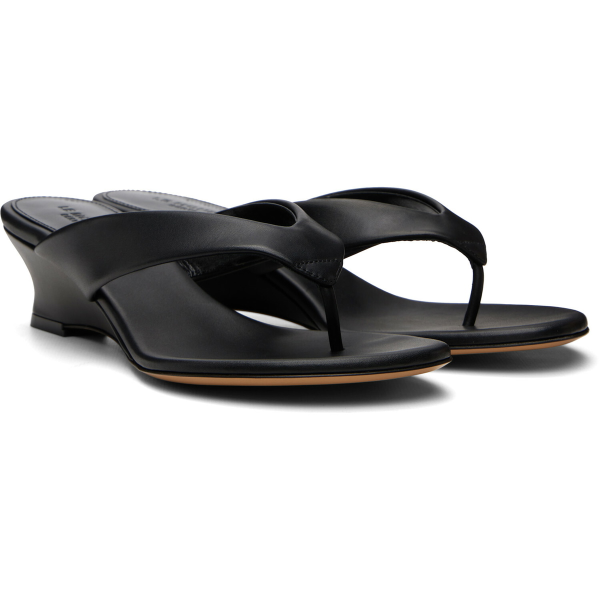 Le Monde Beryl Black Micro Wedge Thong Heeled Sandals