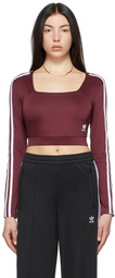 adidas Originals Burgundy Cropped Adicolor Classics Long Sleeve T-Shirt