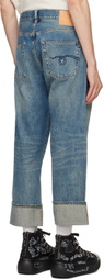 R13 Blue Cuffed X-Boyfriend Jeans