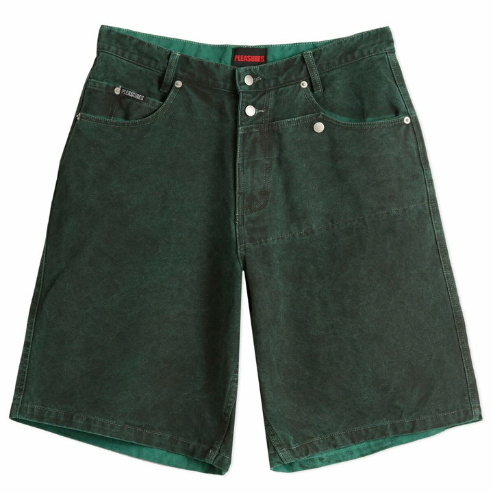 Photo: Pleasures Men's Apollo Baggy Denim Shorts in Dark Forest