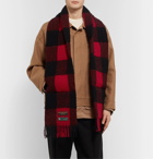 Gucci - Fringed Padded Checked Wool Scarf - Red