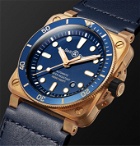 Bell & Ross - BR 03-92 Diver Limited Edition Automatic 42mm Bronze and Leather Watch, Ref. No. BR0392-D-LU-BR/SCA - Blue