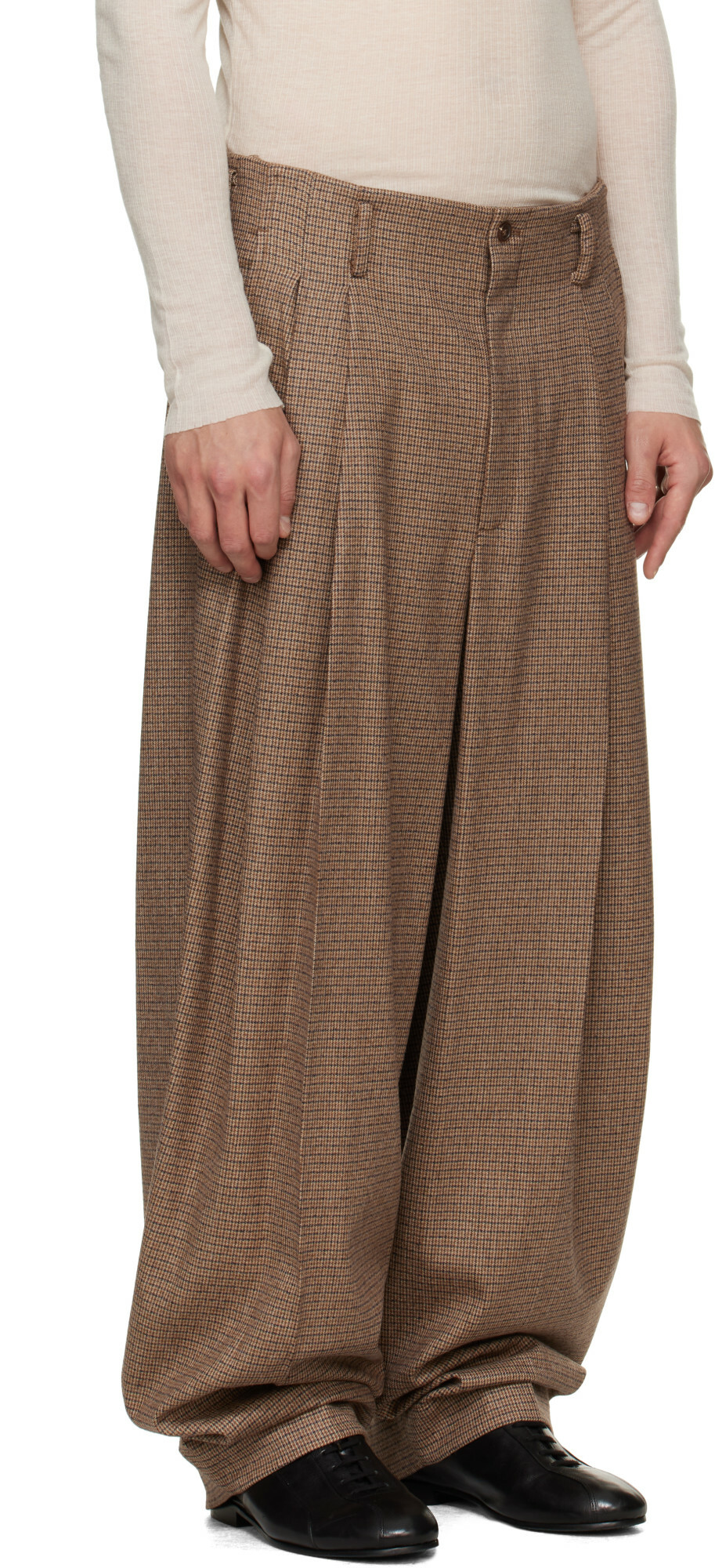 Hed Mayner Brown Check Trousers