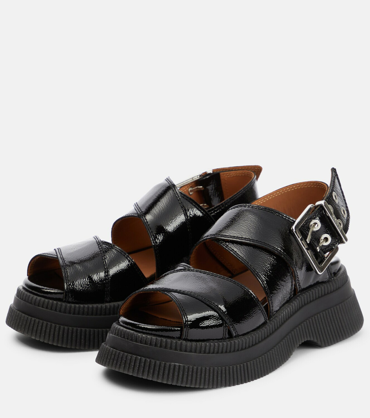 Ganni - Patent leather platform sandals GANNI