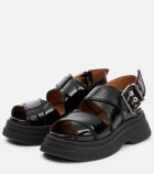 Ganni - Patent leather platform sandals