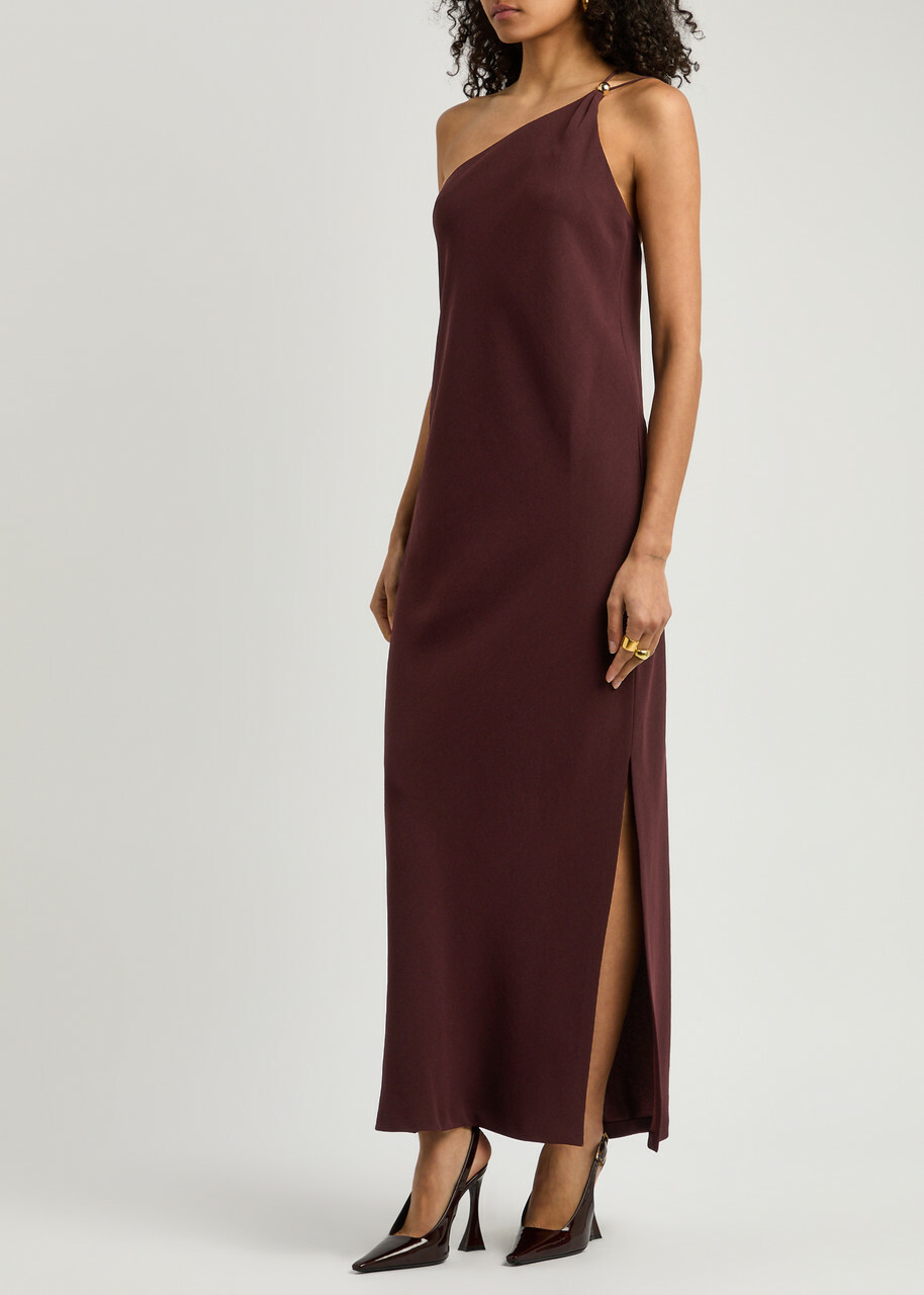 Vince One-shoulder Crepe Maxi Dress Burgundy Vince