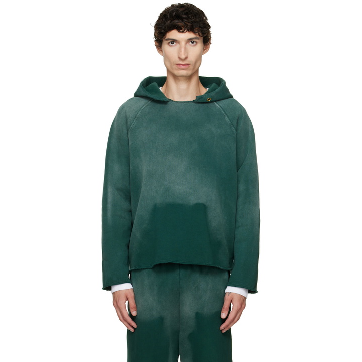 Photo: Les Tien Green Heavyweight Raw Raglan Hoodie