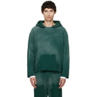 Les Tien Green Heavyweight Raw Raglan Hoodie