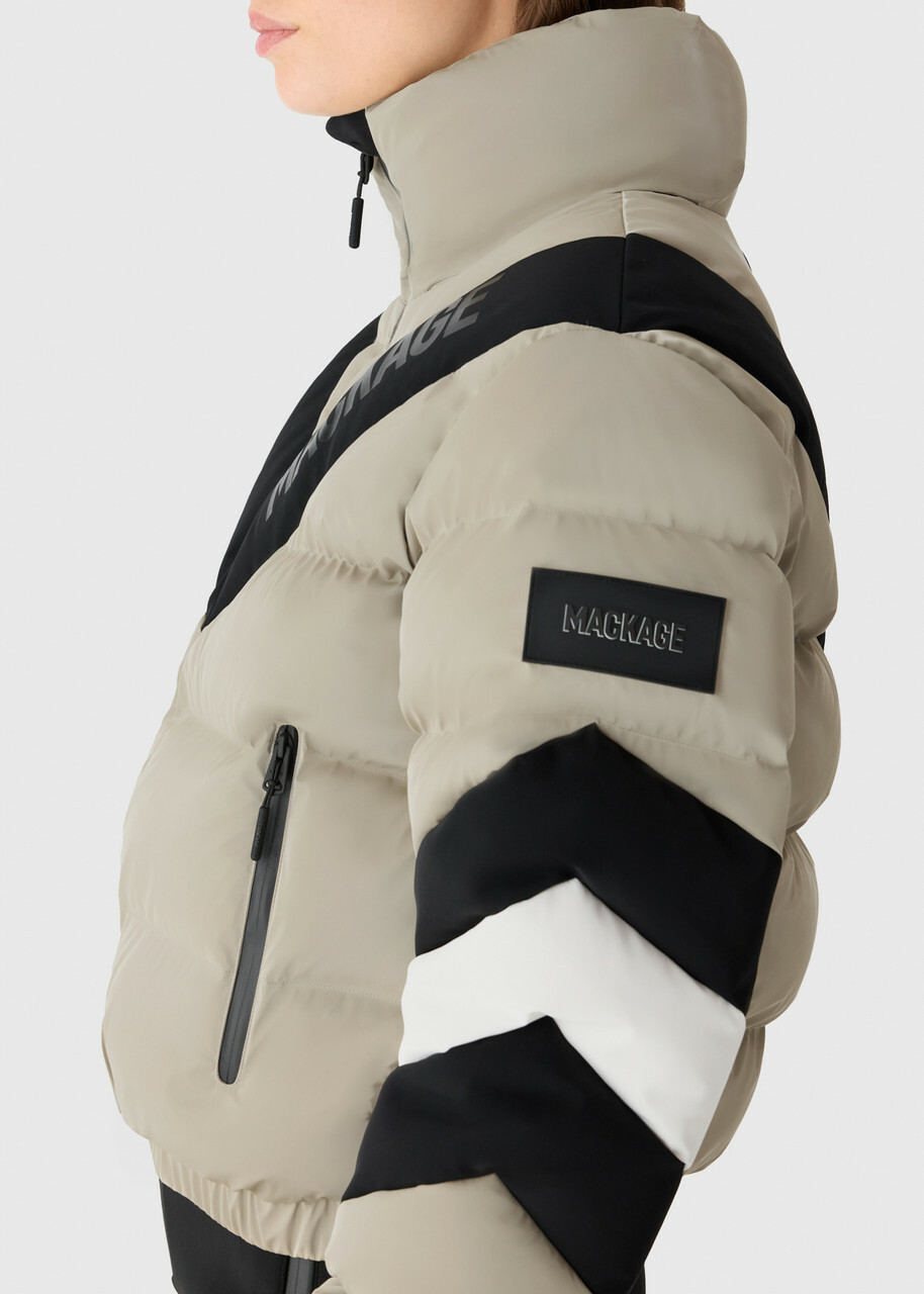 Mackage Kairi Chevron High-gloss Shell ski Jacket Taupe