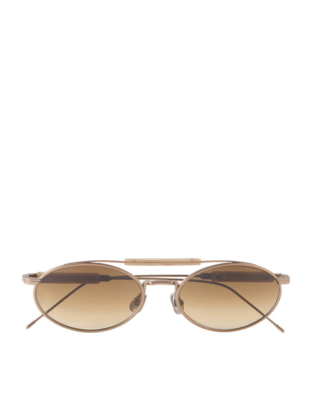 Photo: Brunello Cucinelli - Round-Frame Gold-Tone Sunglasses