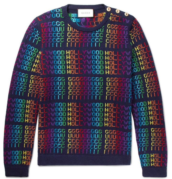Photo: Gucci - Jacquard Wool Sweater - Men - Blue