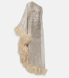 Taller Marmo Ubud feather-trimmed sequined gown