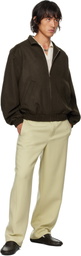 AURALEE Brown Baby Camel Flannel Bomber Jacket