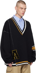 AMBUSH Black Destroyed Rib Knit Sweater