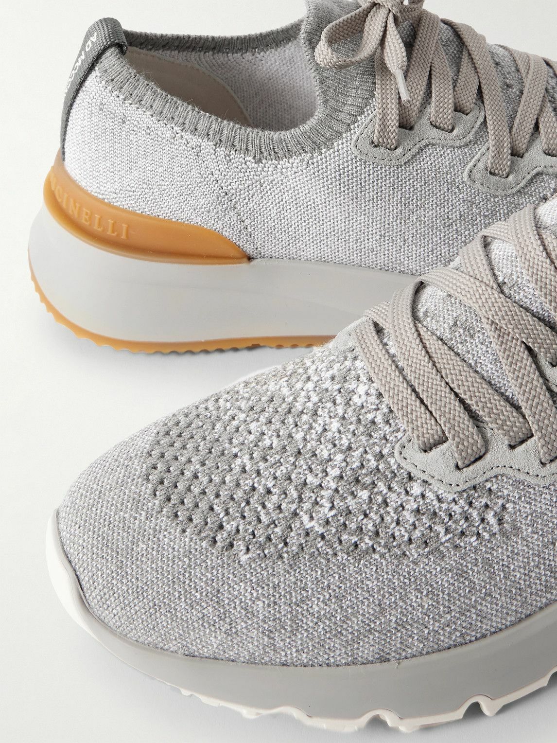 Brunello Cucinelli - Suede-Trimmed Stretch-Knit Sneakers