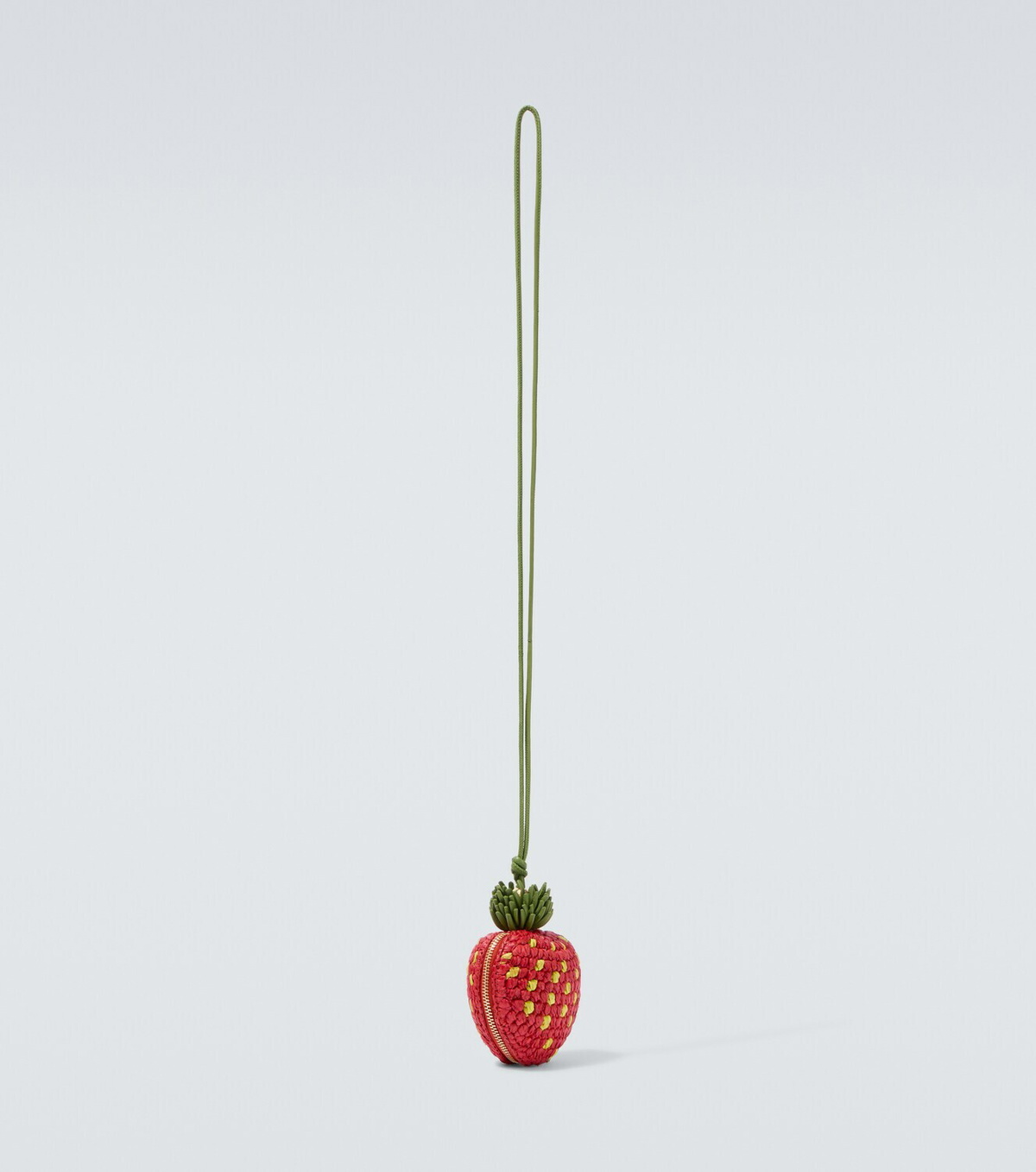 Loewe Strawberry raffia coin purse with strap