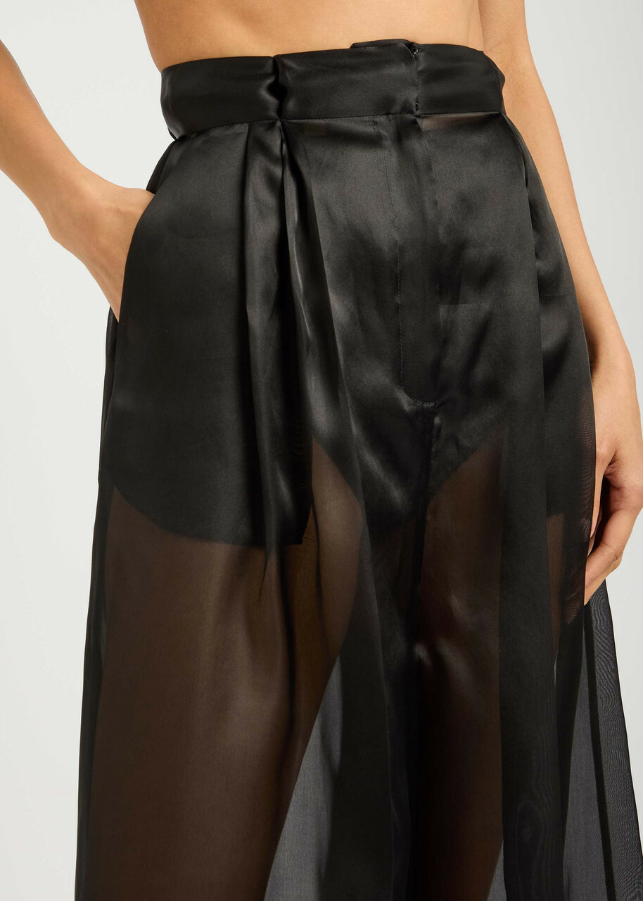 A.W.A.K.E Mode Wide-leg Organza Trousers Black