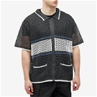 F/CE. Men's Mesh Knitted Short Sleeve Shirt in Charcoal
