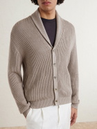 Altea - Shawl-Collar Ribbed Cotton and Cashmere-Blend Cardigan - Neutrals