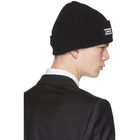 Burberry Black Wool Rib Knit Logo Beanie