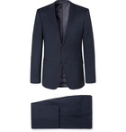 Hugo Boss - Navy Slim-Fit Checked Virgin Wool Suit - Blue