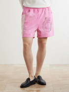 424 - Straight-Leg Logo-Print Striped Cotton-Jersey Drawstring Shorts - Pink