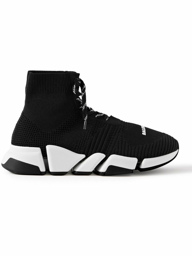 Photo: Balenciaga - Speed 2.0 Stretch-Knit Sneakers - Black