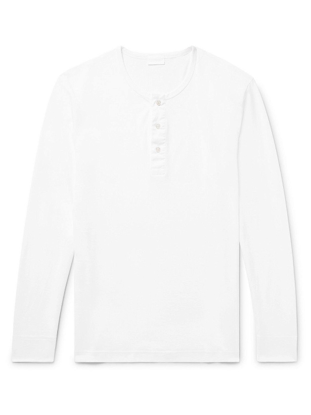 Photo: Handvaerk - Pima Cotton-Jersey Henley Pyjama Shirt - White
