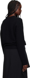 We11done Black Pocket Logo Knit Cardigan