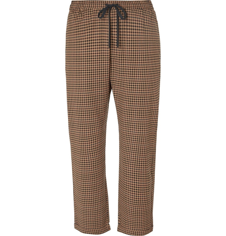 Photo: Barena - Checked Virgin Wool-Blend Drawstring Trousers - Brown