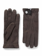 Brunello Cucinelli - Leather-Trimmed Suede Gloves - Brown