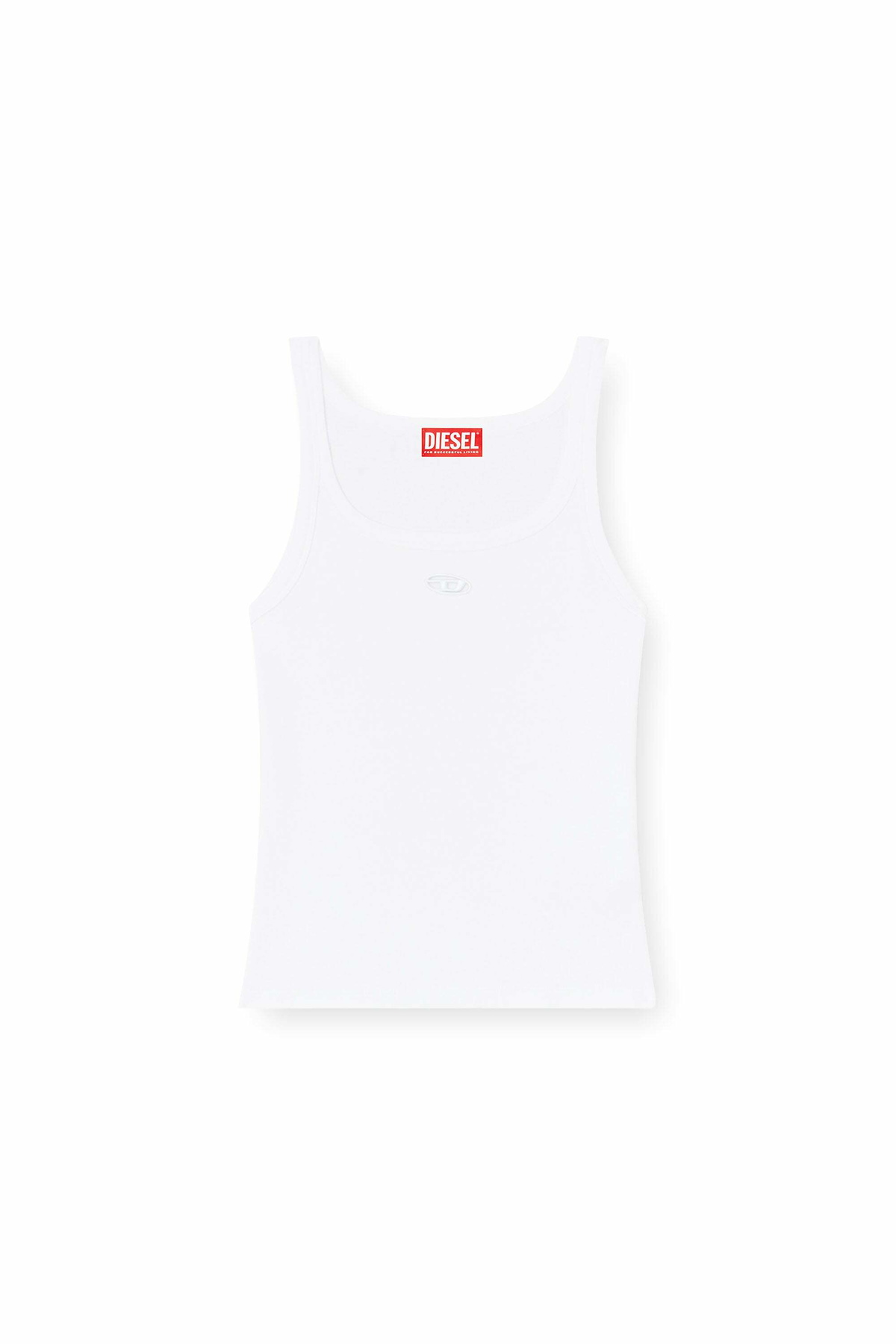 Diesel Slim tank top with laser-cut Oval D - T-Shirts Womens in White