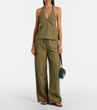 Staud Mateo pinstripe linen wide-leg pants