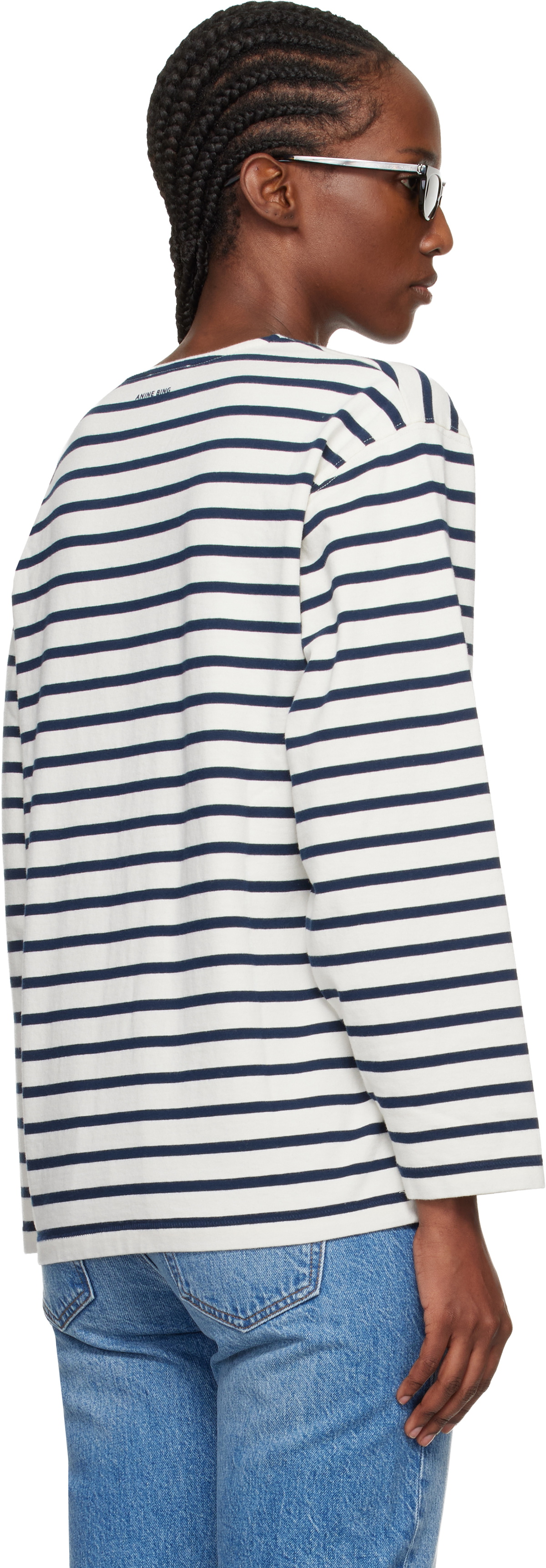 ANINE BING Off-White & Navy Newton T-shirt