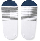 Marcoliani - Invisible Touch Striped Stretch Pima Cotton-Blend No-Show Socks - White