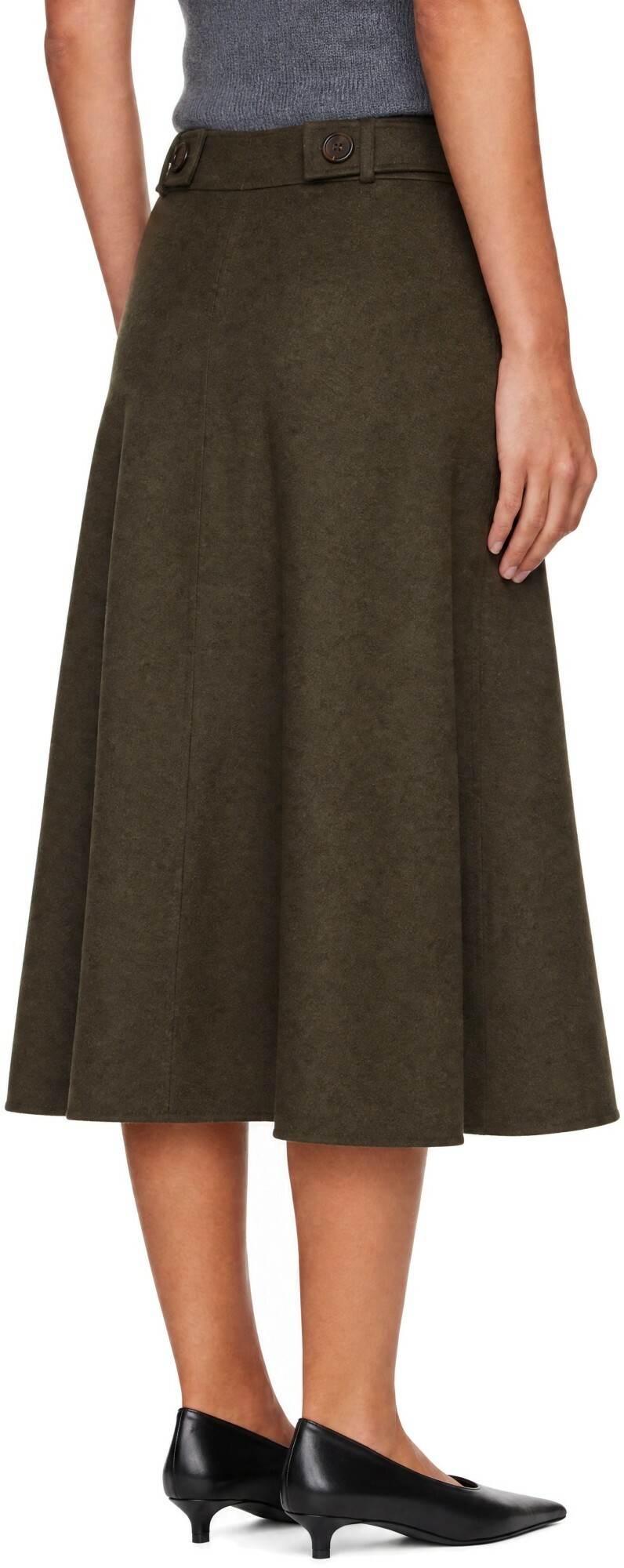 LISA YANG Khaki Doublé Midi Skirt