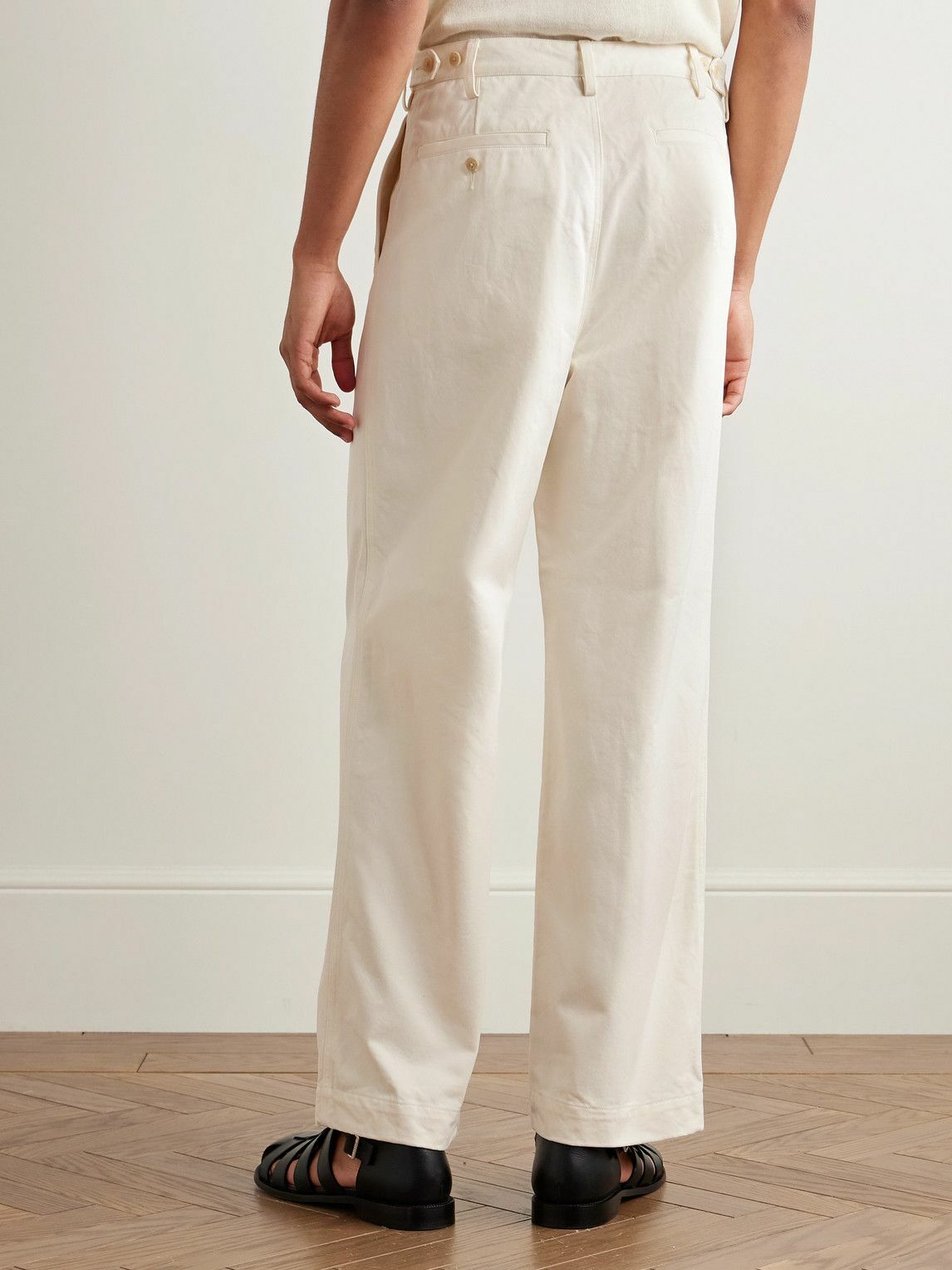 Auralee - Finx Straight-Leg Pleated Cotton-Twill Trousers
